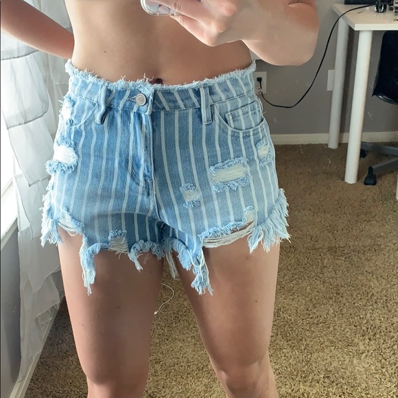 Forever 21 Pants - Striped Denim Shorts